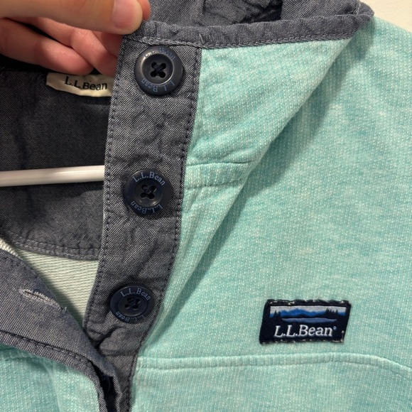L.L. Bean Rugby Pullover Sweater Beach Glass Teal Aqua Henley Outdoor Preppy - Picture 6 of 12